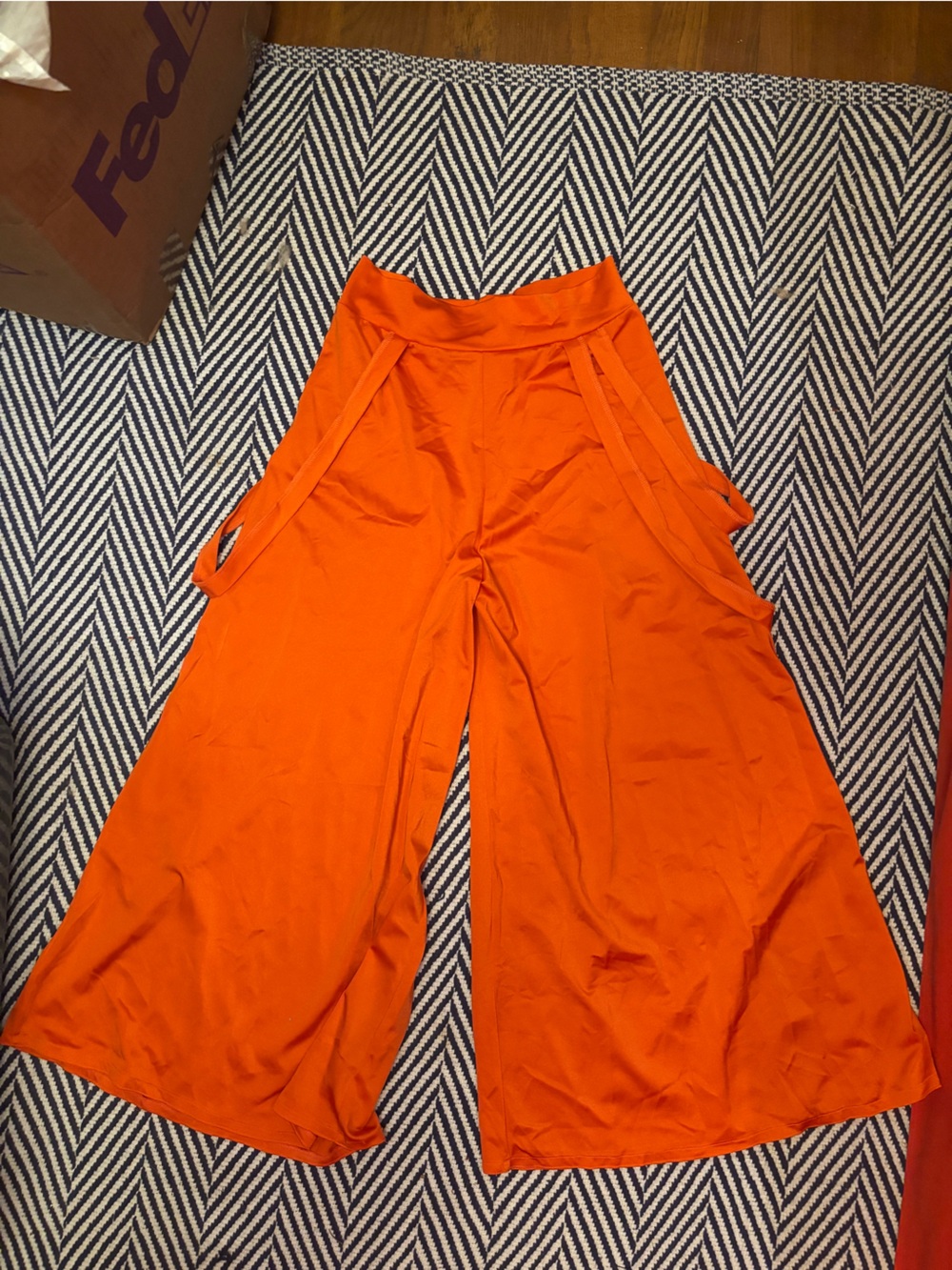 Wide-Leg Orange High-Waist Trousers